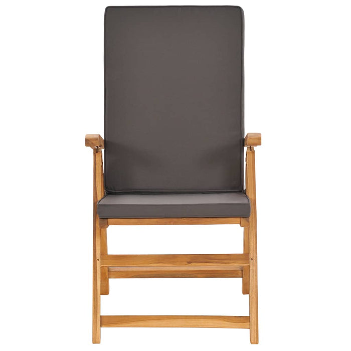 Set mobilier de grădină cu perne, 9 piese, gri, lemn masiv tec WALTI