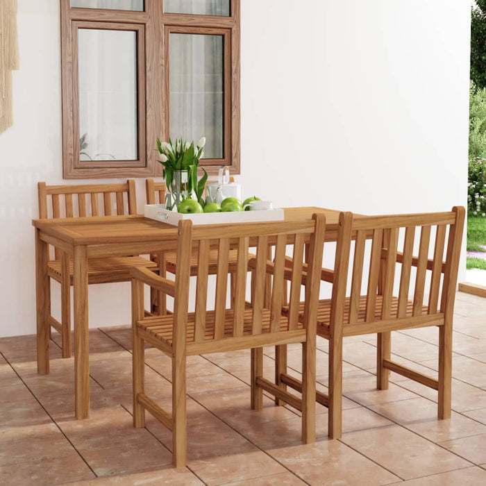 Set de mobilier de grădină cu 5 piese, 160x80 cm, lemn masiv de tec WALTI