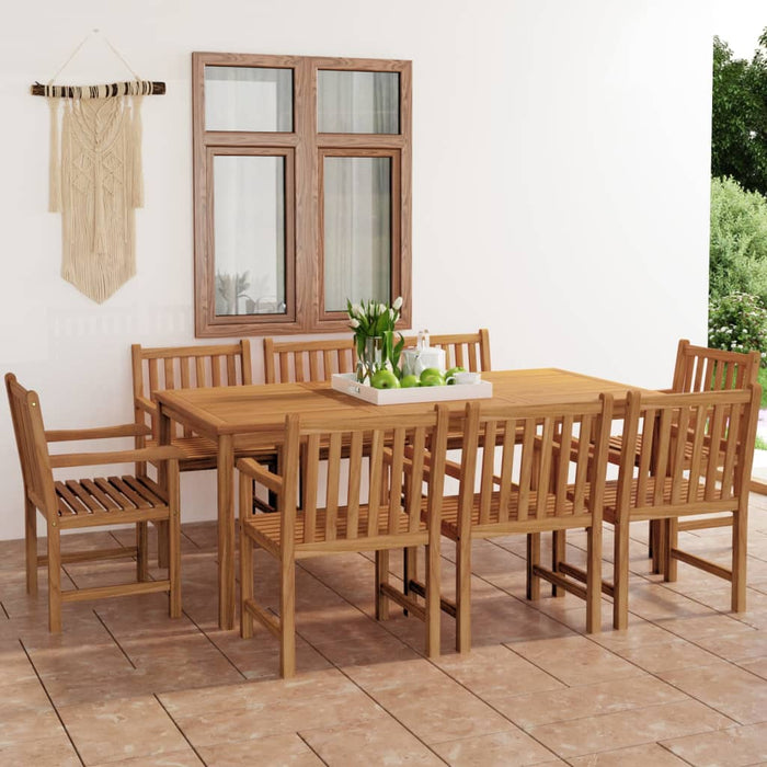 Set de mobilier de grădină cu 9 piese, 200x100 cm, lemn masiv de tec - WALTI WALTI