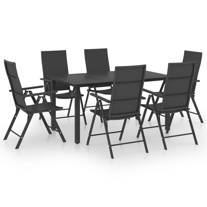 Set mobilier de grădină, 7 piese, negru WALTI