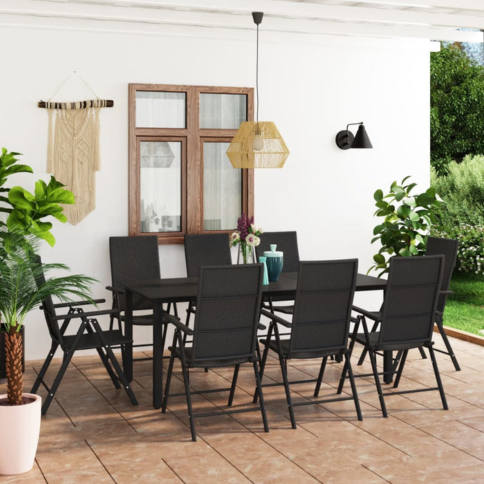 Set mobilier de grădină, 9 piese, negru - WALTI WALTI