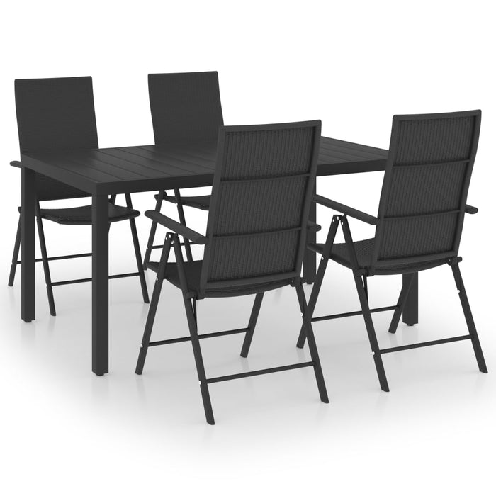 Set de masă pentru grădină, 5 piese, negru WALTI