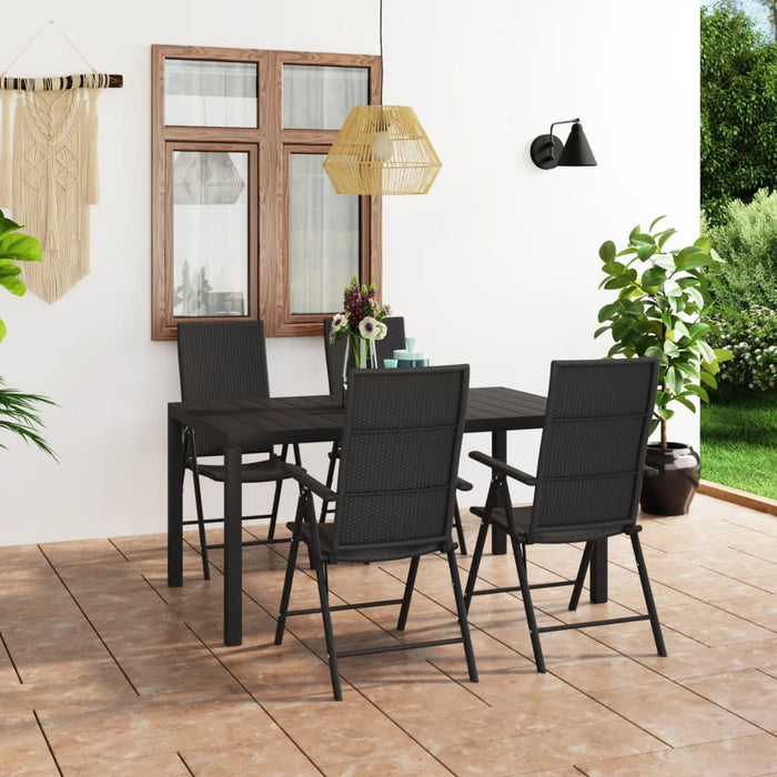 Set de masă pentru grădină, 5 piese, negru WALTI