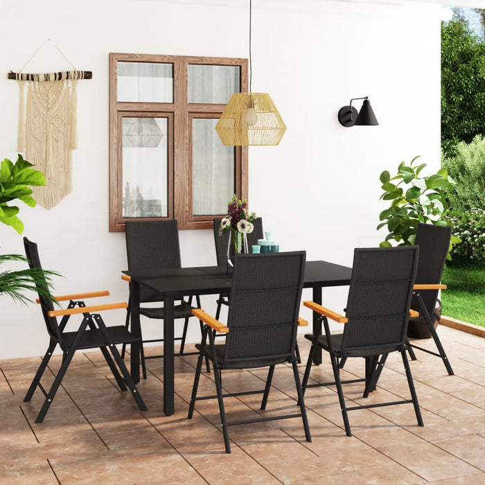 Set mobilier de grădină, 7 piese, negru și maro WALTI