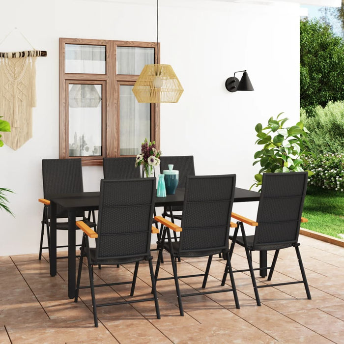 Set mobilier de grădină, 7 piese, negru și maro - WALTI WALTI