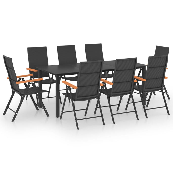 Set mobilier de grădină, 9 piese, negru și maro - WALTI WALTI