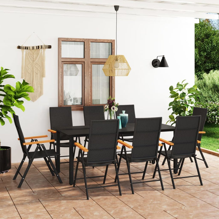 Set mobilier de grădină, 9 piese, negru și maro - WALTI WALTI