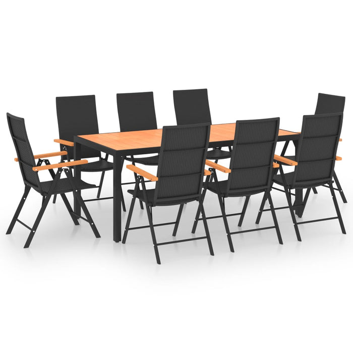Set mobilier de grădină, 9 piese, negru și maro - WALTI WALTI