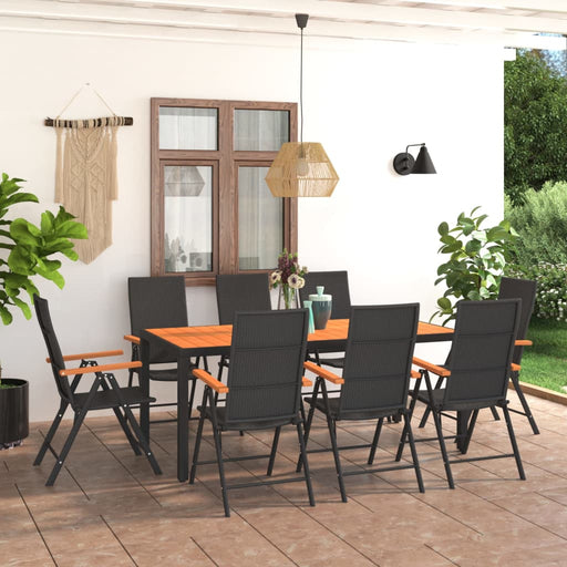 Set mobilier de grădină, 9 piese, negru și maro - WALTI WALTI