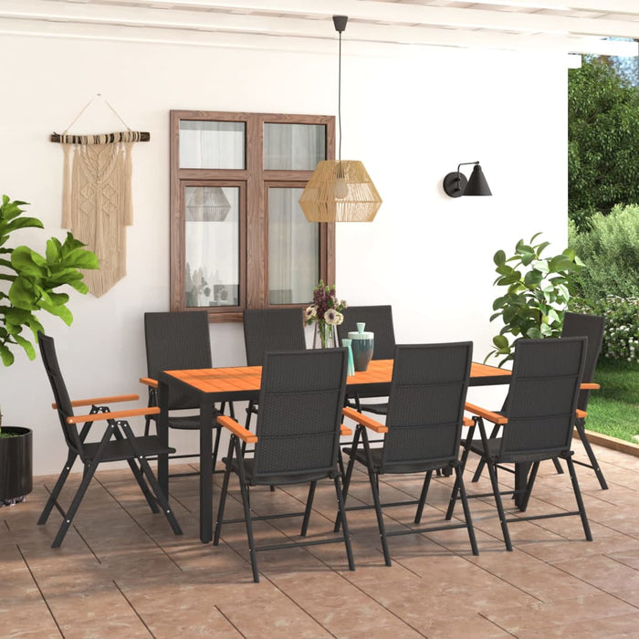 Set mobilier de grădină, 9 piese, negru și maro - WALTI WALTI