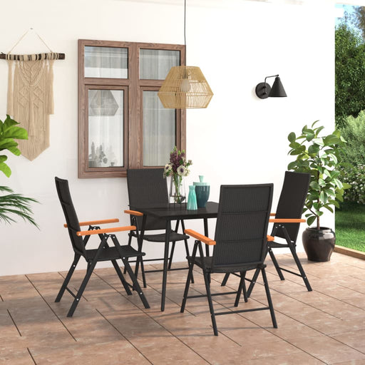 Set de masă pentru grădină, 5 piese, negru și maro - WALTI WALTI