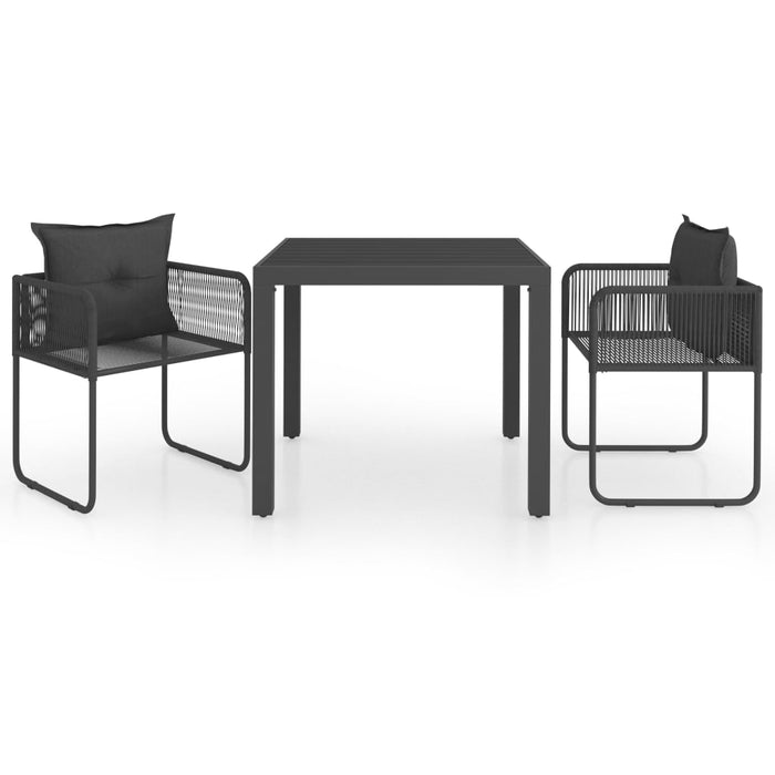 Set mobilier masă de grădină, 3 piese, negru, ratan PVC - WALTI WALTI