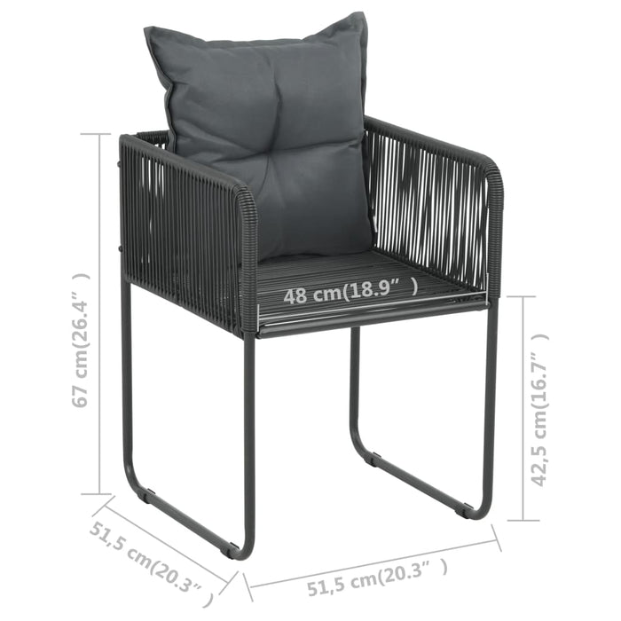 Set mobilier masă de grădină, 7 piese, negru, ratan PVC - WALTI WALTI