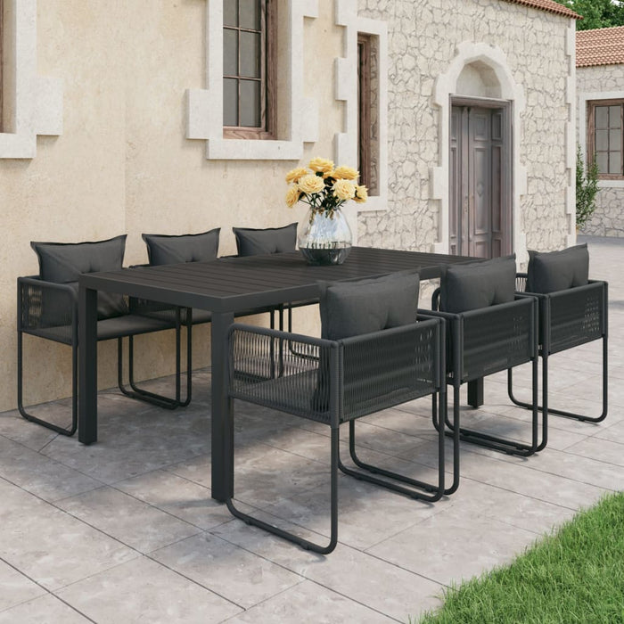 Set mobilier masă de grădină, 7 piese, negru, ratan PVC - WALTI WALTI