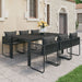 Set mobilier masă de grădină, 7 piese, negru, ratan PVC - WALTI WALTI