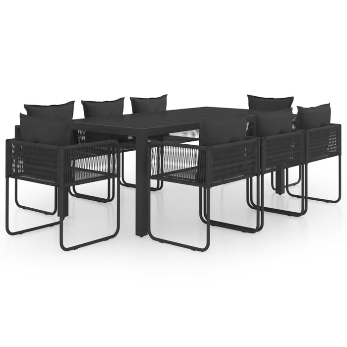 Set mobilier de masă, 9 piese, negru, ratan PVC - WALTI WALTI
