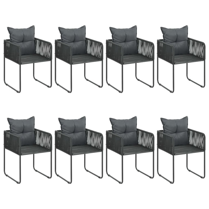 Set mobilier de masă, 9 piese, negru, ratan PVC - WALTI WALTI