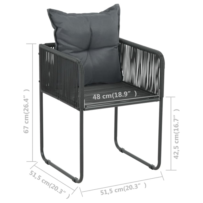 Set mobilier de masă, 9 piese, negru, ratan PVC - WALTI WALTI