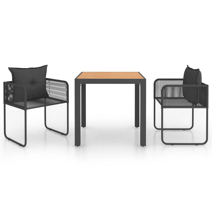 Set mobilier masă de grădină, 3 piese, negru și maro, ratan PVC - WALTI WALTI
