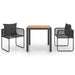 Set mobilier masă de grădină, 3 piese, negru și maro, ratan PVC - WALTI WALTI
