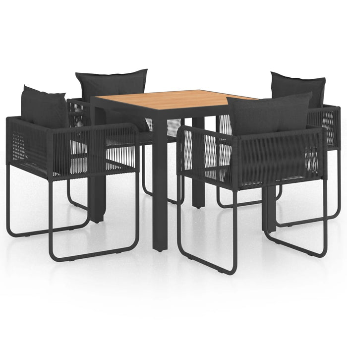 Set mobilier masă de grădină, 5 piese, negru și maro, ratan PVC - WALTI WALTI