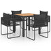 Set mobilier masă de grădină, 5 piese, negru și maro, ratan PVC - WALTI WALTI
