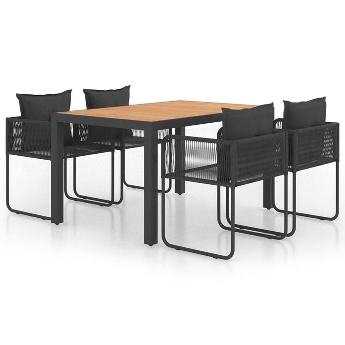 Set mobilier masă de grădină, 5 piese, negru și maro, ratan PVC WALTI