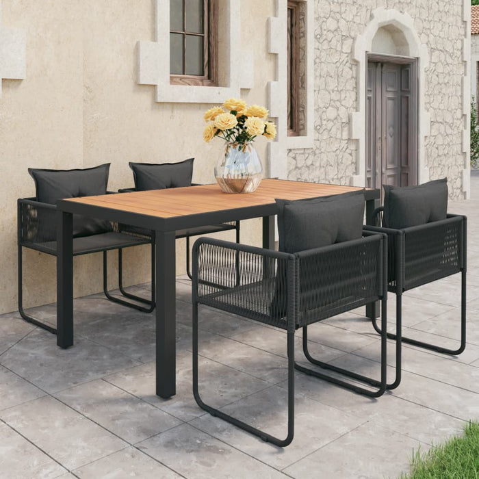 Set mobilier masă de grădină, 5 piese, negru și maro, ratan PVC WALTI