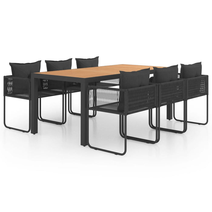 Set mobilier de grădină, 7 piese, negru și maro, ratan PVC WALTI