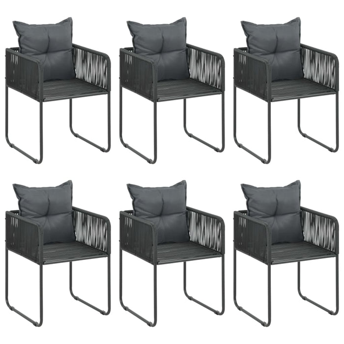 Set mobilier de grădină, 7 piese, negru și maro, ratan PVC WALTI