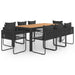 Set mobilier de grădină, 9 piese, negru și maro, ratan PVC - WALTI WALTI