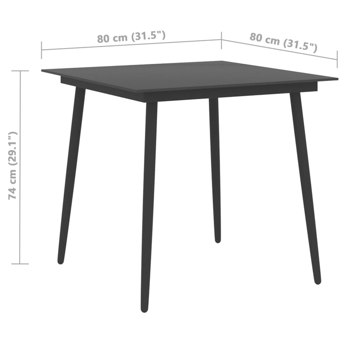 Set masă de grădină, 3 piese, negru, ratan PVC - WALTI WALTI