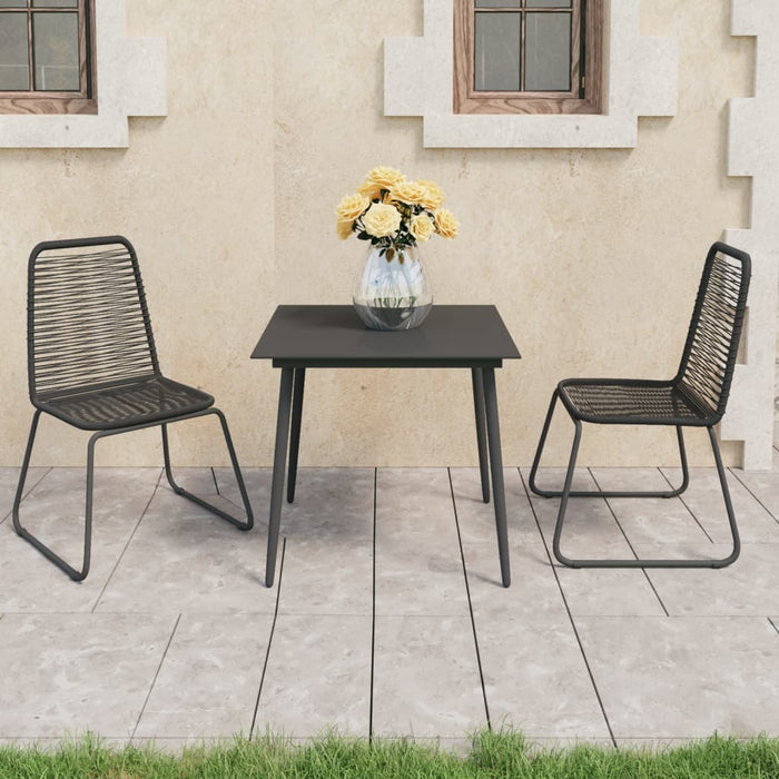 Set masă de grădină, 3 piese, negru, ratan PVC - WALTI WALTI