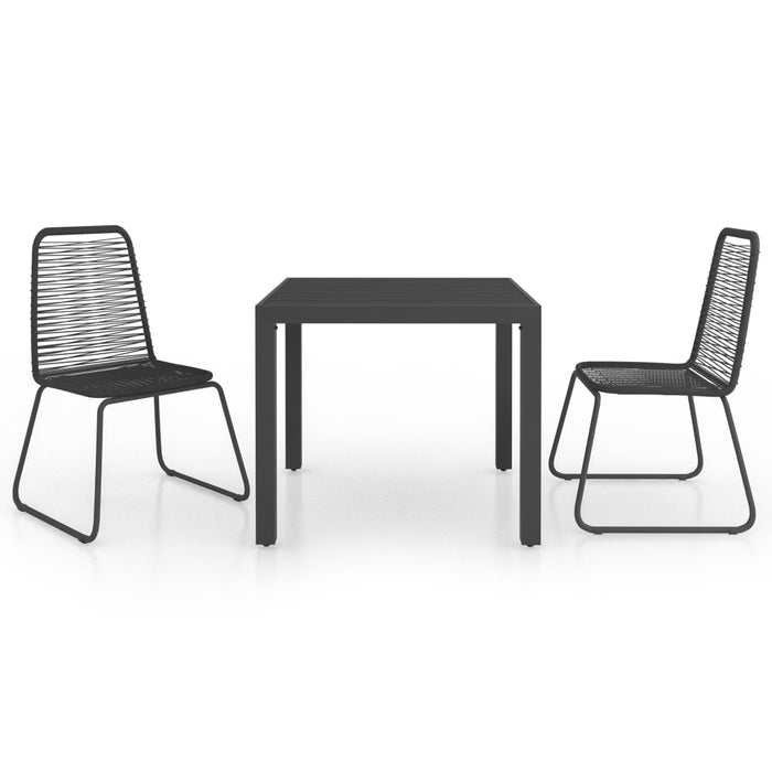 Set mobilier de grădină, 3 piese, negru, ratan PVC - WALTI WALTI