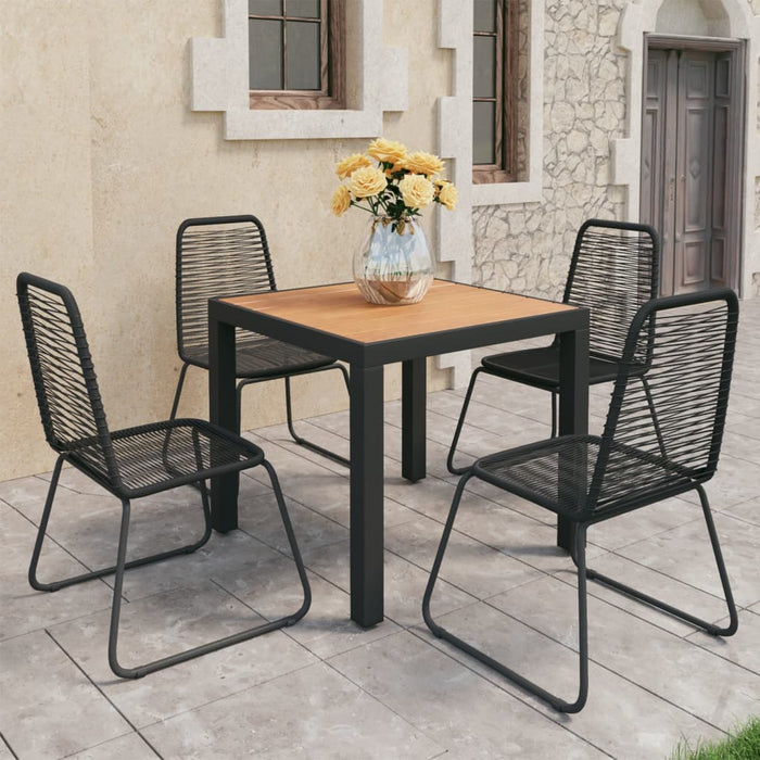 Set mobilier de grădină, 5 piese, negru și maro, ratan PVC WALTI