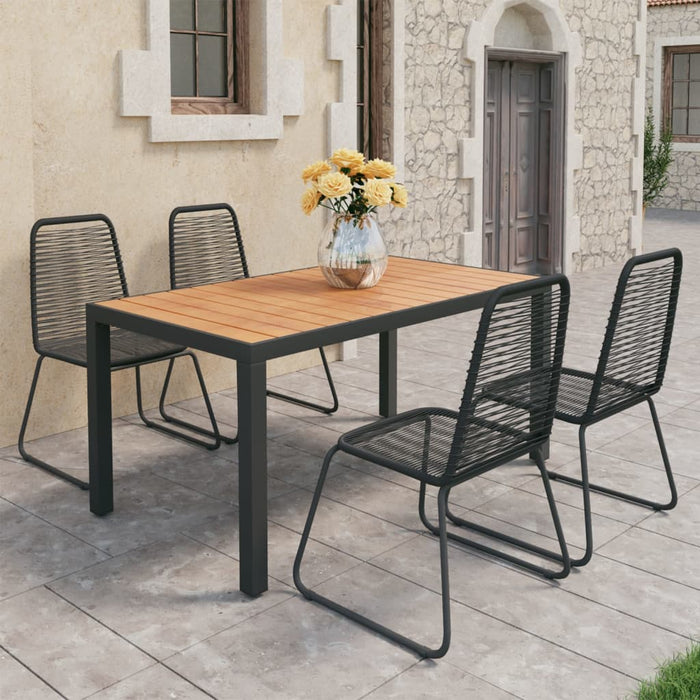 Set mobilier de grădină, 5 piese, negru și maro, ratan PVC WALTI