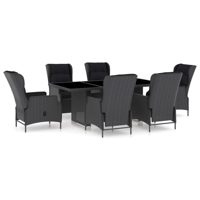 Set mobilier exterior cu perne, 7 piese, gri închis, poliratan - WALTI WALTI