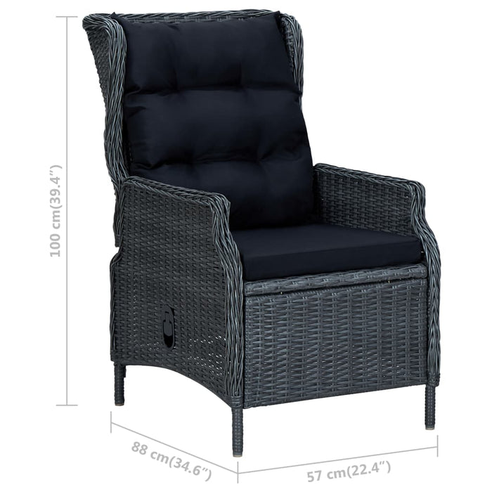 Set mobilier exterior cu perne, 7 piese, gri închis, poliratan - WALTI WALTI