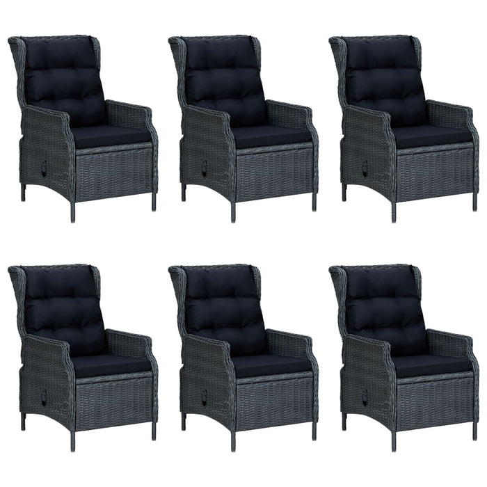 Set mobilier exterior cu perne, 7 piese, gri închis, poliratan - WALTI WALTI