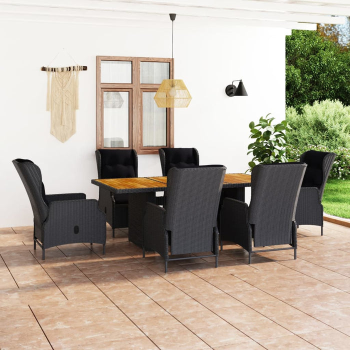 Set mobilier exterior cu perne, 7 piese, gri închis, poliratan - WALTI WALTI