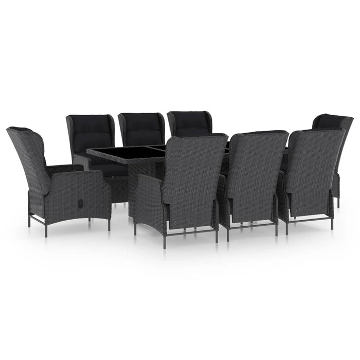 Set mobilier exterior cu perne, 9 piese, gri închis, poliratan - WALTI WALTI