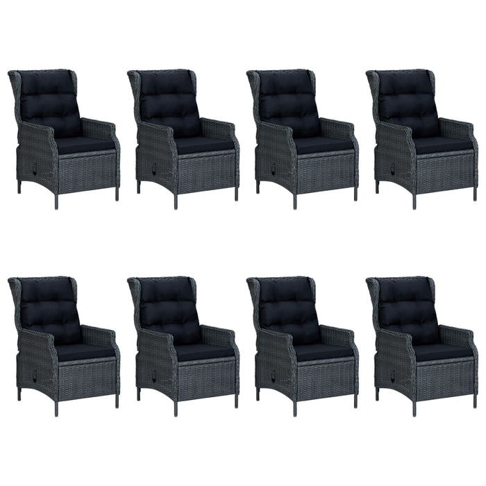 Set mobilier exterior cu perne, 9 piese, gri închis, poliratan - WALTI WALTI