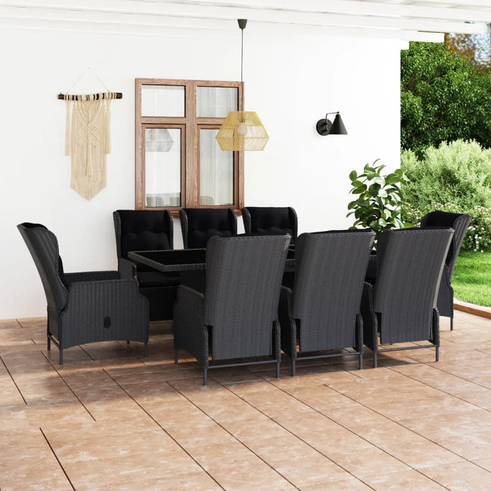 Set mobilier exterior cu perne, 9 piese, gri închis, poliratan - WALTI WALTI