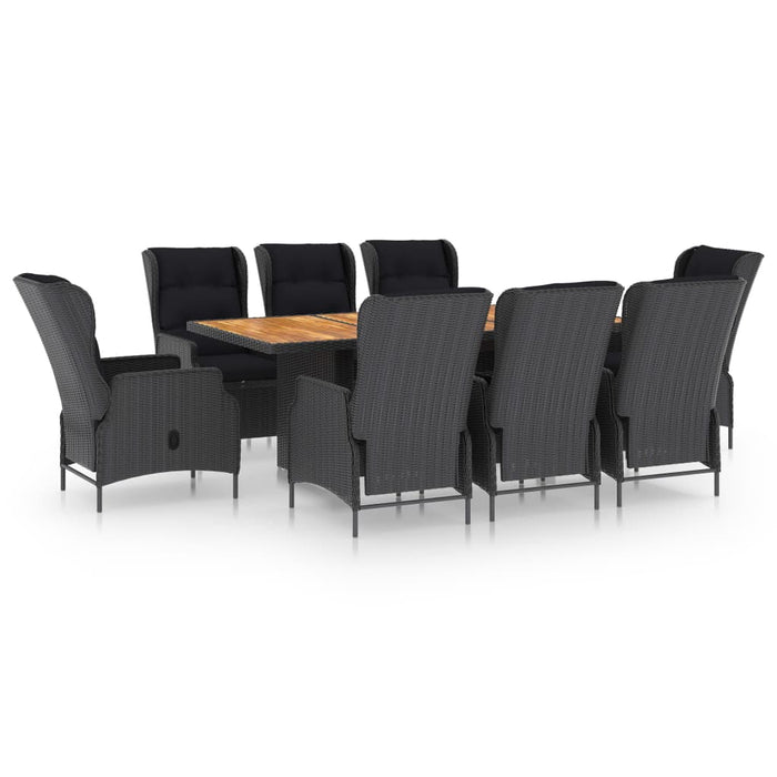 Set mobilier exterior cu perne, 9 piese, gri închis, poliratan - WALTI WALTI