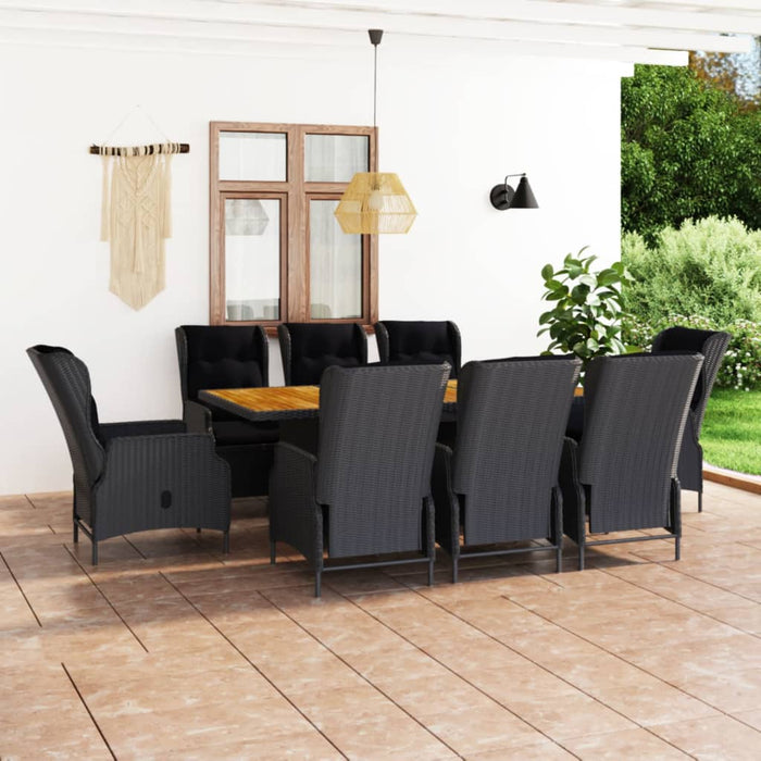 Set mobilier exterior cu perne, 9 piese, gri închis, poliratan - WALTI WALTI