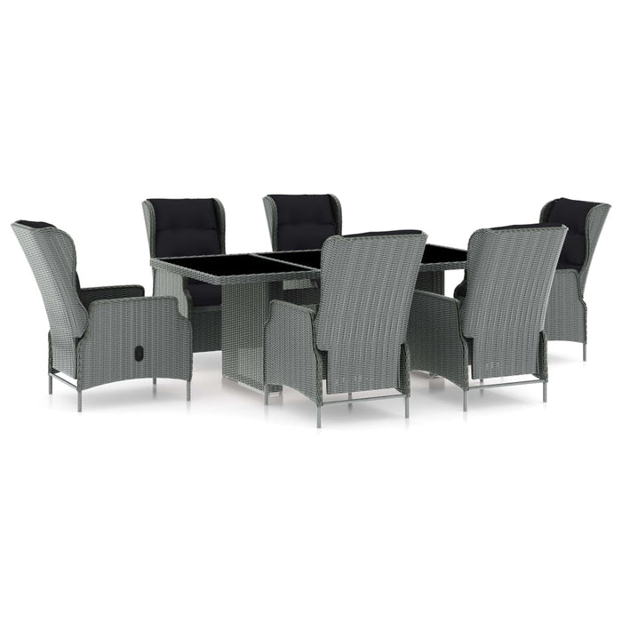 Set mobilier exterior cu perne, 7 piese, gri deschis, poliratan - WALTI WALTI