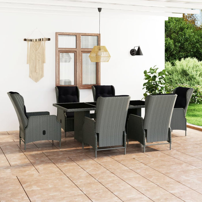Set mobilier exterior cu perne, 7 piese, gri deschis, poliratan - WALTI WALTI