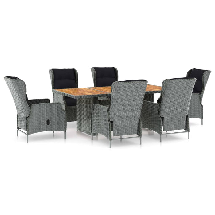 Set mobilier exterior cu perne, 7 piese, gri deschis, poliratan - WALTI WALTI