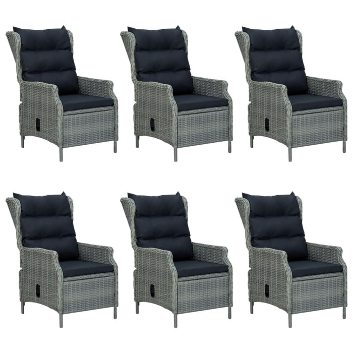 Set mobilier exterior cu perne, 7 piese, gri deschis, poliratan - WALTI WALTI