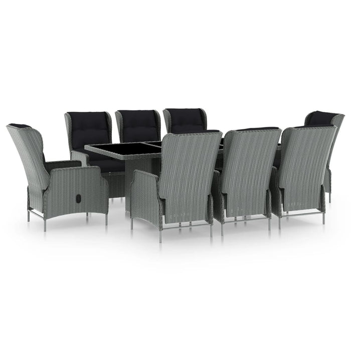 Set mobilier de exterior cu perne 9 piese gri deschis poliratan - WALTI WALTI